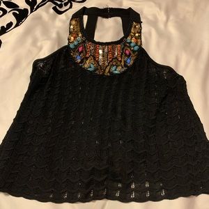 Bebe beaded knit crop top